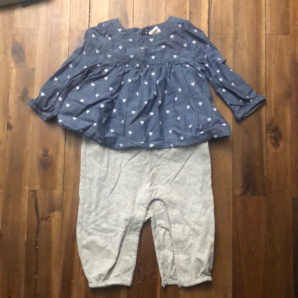 Baby Girls Valentines Denim Sweet One-Piece